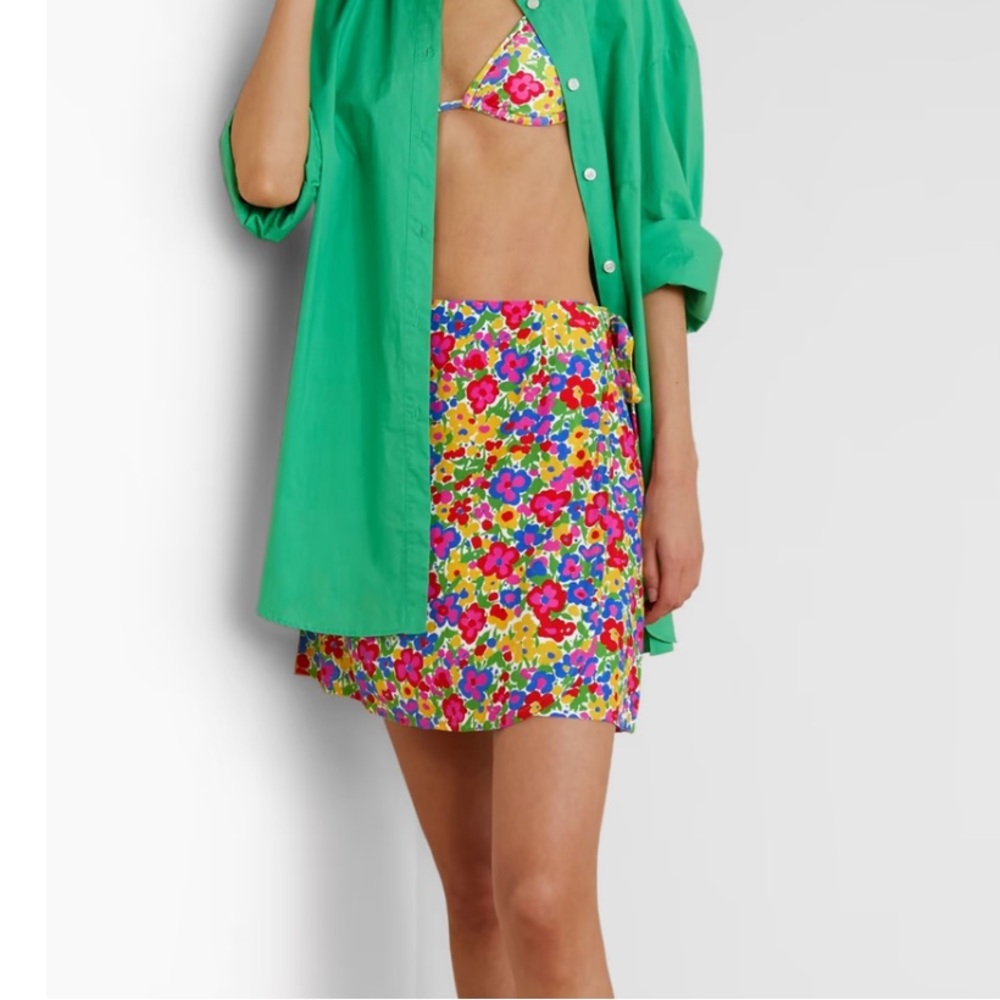 Faithfull the Brand Lucio floral-print voile mini wrap skirt worn once